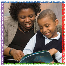 kid reading w parent