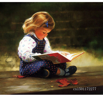 Free-shipping-Oil-painting-Simulation-painting-golden-childhood-little-girl-are-reading-book-very-carefully.jpg_350x350